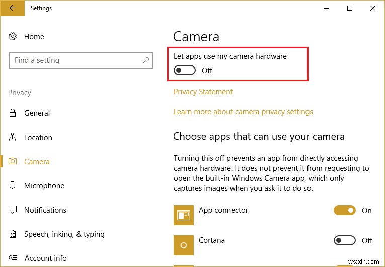 Windows 10 में ऐप्स को कैमरे तक पहुंच की अनुमति दें या अस्वीकार करें