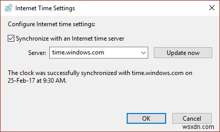 इंटरनेट टाइम सर्वर के साथ विंडोज 10 क्लॉक को सिंक्रोनाइज़ करें 