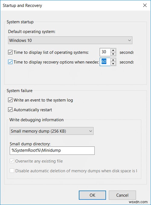 विंडोज 10 में स्टार्टअप पर ऑपरेटिंग सिस्टम की सूची प्रदर्शित करने का समय बदलें 