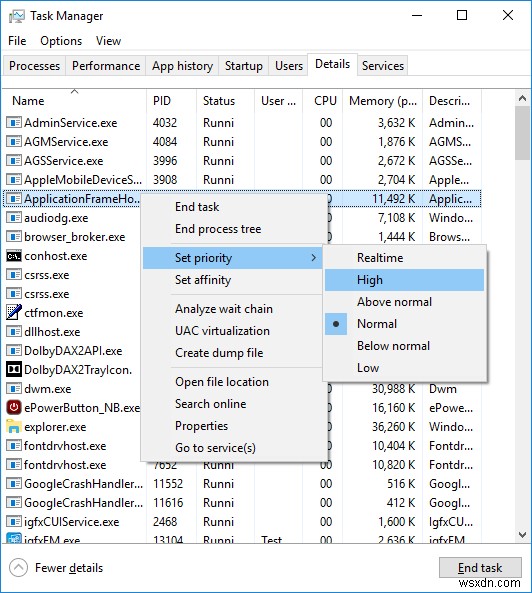 Windows 10 में CPU प्रक्रिया की प्राथमिकता कैसे बदलें