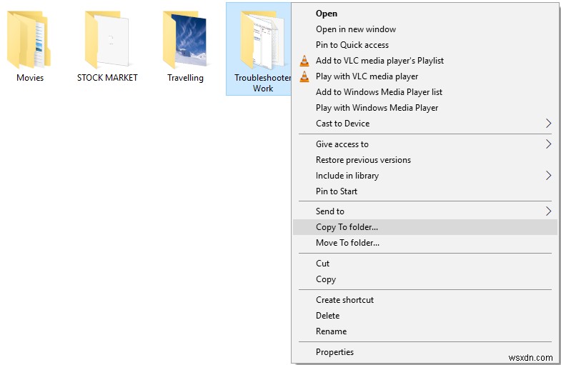 विंडोज 10 में संदर्भ मेनू में फ़ोल्डर में कॉपी जोड़ें और फ़ोल्डर में ले जाएं 