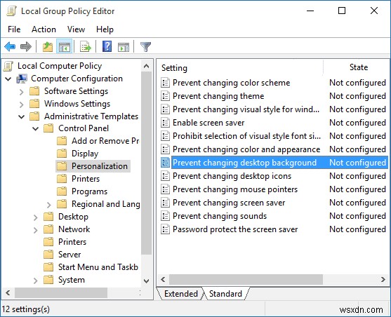 उपयोगकर्ताओं को विंडोज 10 में डेस्कटॉप वॉलपेपर बदलने से रोकें 