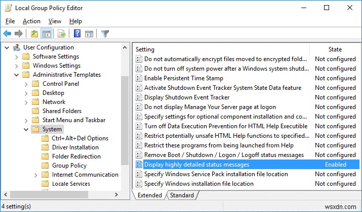 विंडोज 10 में वर्बोज़ या अत्यधिक विस्तृत स्थिति संदेश सक्षम करें 