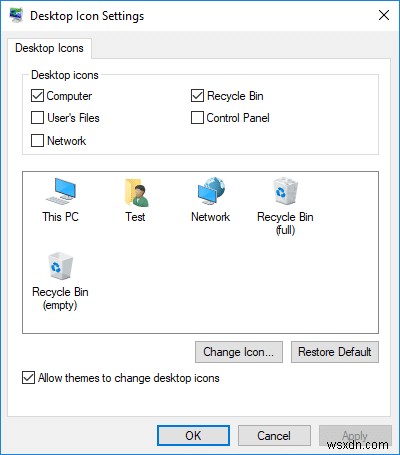 Windows 10 थीम को डेस्कटॉप आइकॉन बदलने की अनुमति दें या रोकें