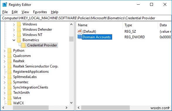 डोमेन उपयोगकर्ता सक्षम या अक्षम करें बायोमेट्रिक्स का उपयोग करके Windows 10 में साइन इन करें