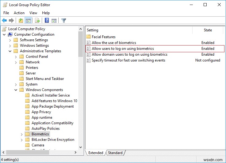 डोमेन उपयोगकर्ता सक्षम या अक्षम करें बायोमेट्रिक्स का उपयोग करके Windows 10 में साइन इन करें