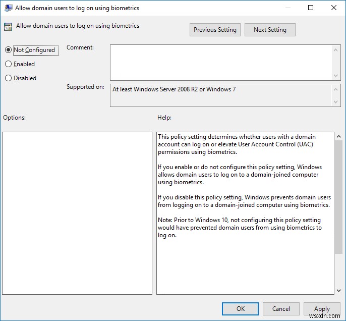 डोमेन उपयोगकर्ता सक्षम या अक्षम करें बायोमेट्रिक्स का उपयोग करके Windows 10 में साइन इन करें