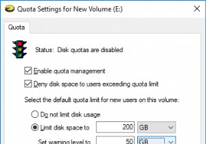 Windows 10 में डिस्क कोटा सीमा और चेतावनी स्तर कैसे सेट करें