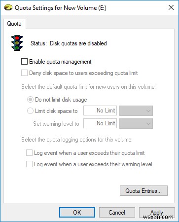 Windows 10 में डिस्क कोटा सक्षम या अक्षम करें 