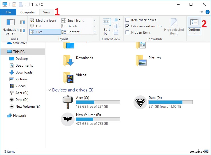 विंडोज 10 में फाइल एक्सप्लोरर में स्टेटस बार को इनेबल या डिसेबल करें 