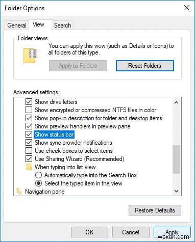 विंडोज 10 में फाइल एक्सप्लोरर में स्टेटस बार को इनेबल या डिसेबल करें 