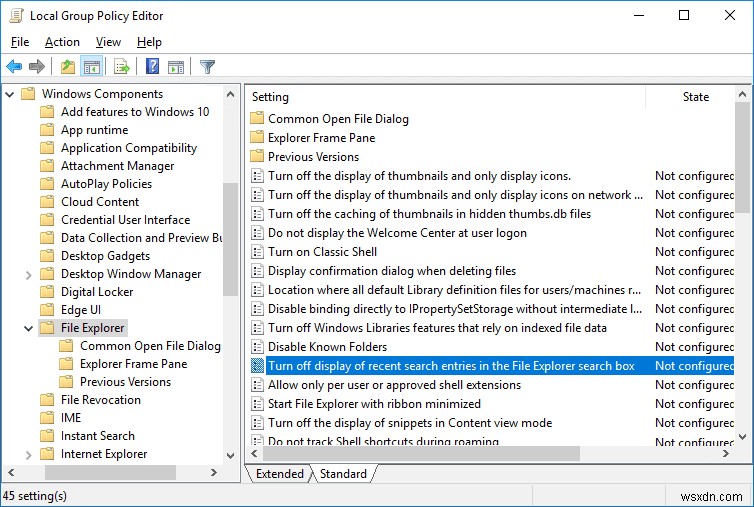 Windows 10 में फ़ाइल एक्सप्लोरर खोज इतिहास सक्षम या अक्षम करें