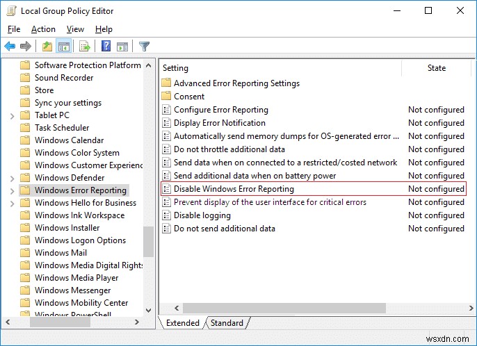 Windows 10 में Windows त्रुटि रिपोर्टिंग सक्षम या अक्षम करें