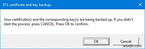 अपने EFS प्रमाणपत्र और Windows 10 में कुंजी का बैकअप लें