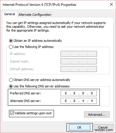 अपने DNS सर्वर को ठीक करें अनुपलब्ध त्रुटि हो सकती है 