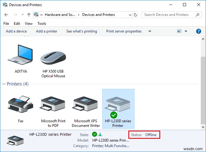Windows 10 में प्रिंटर की ऑफ़लाइन स्थिति ठीक करें