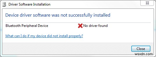 ब्लूटूथ पेरिफेरल डिवाइस ड्राइवर को ठीक करें त्रुटि नहीं मिली 