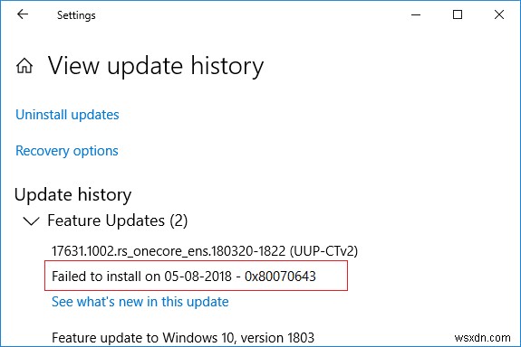 Windows अद्यतन त्रुटि को ठीक करें 0x80070643 