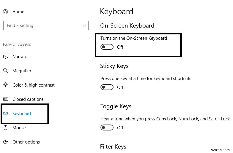 विंडोज 10 टिप:ऑन-स्क्रीन कीबोर्ड को सक्षम या अक्षम करें 