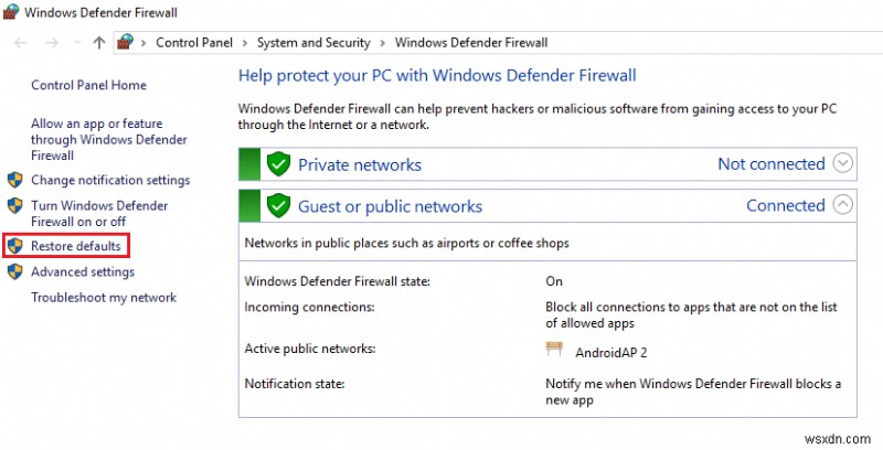 Windows Defender Firewall को सक्रिय करने में असमर्थ को ठीक करें