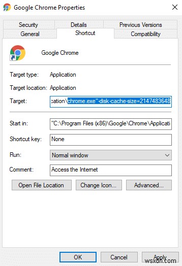 Windows 10 में Chrome कैशे आकार बदलें