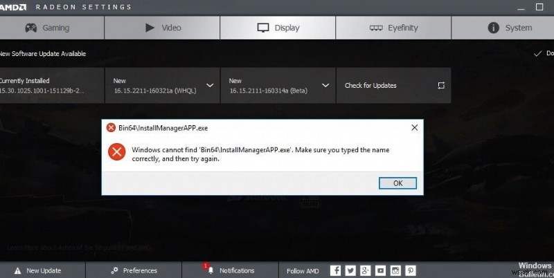 AMD त्रुटि को ठीक करें Windows Bin64 नहीं ढूँढ सकता -Installmanagerapp.exe 