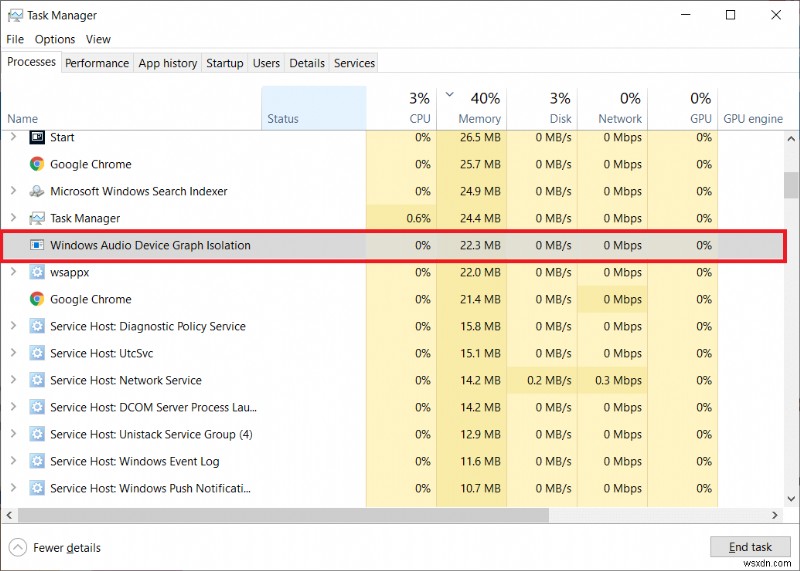 Windows ऑडियो डिवाइस ग्राफ़ अलगाव उच्च CPU उपयोग को ठीक करें