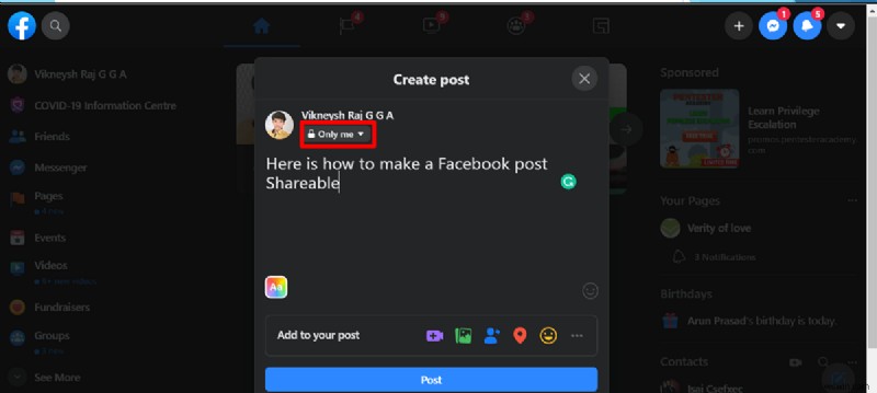 फेसबुक पोस्ट को शेयर करने योग्य कैसे बनाएं 