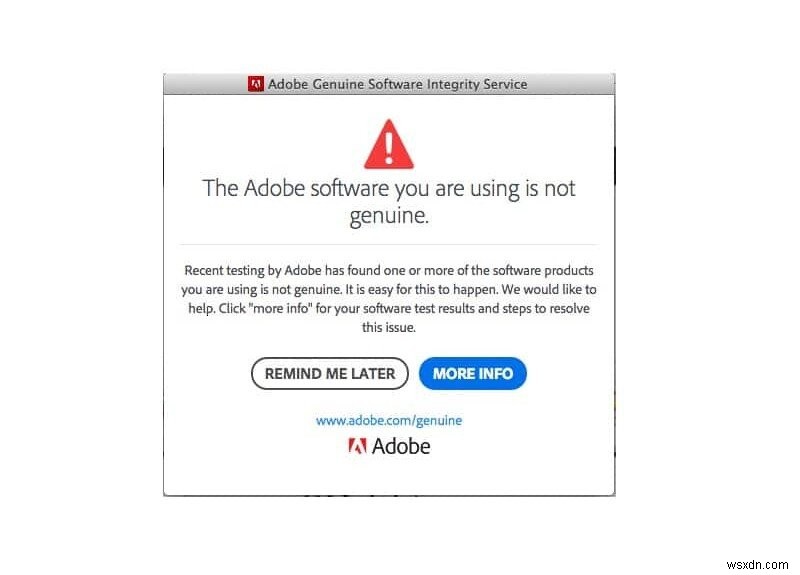 आप जिस Adobe सॉफ़्टवेयर का उपयोग कर रहे हैं उसे ठीक करें वास्तविक त्रुटि नहीं है 