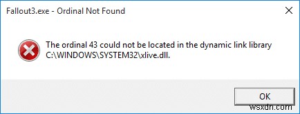 फिक्स फॉलआउट 3 ऑर्डिनल 43 नॉट फाउंड एरर 