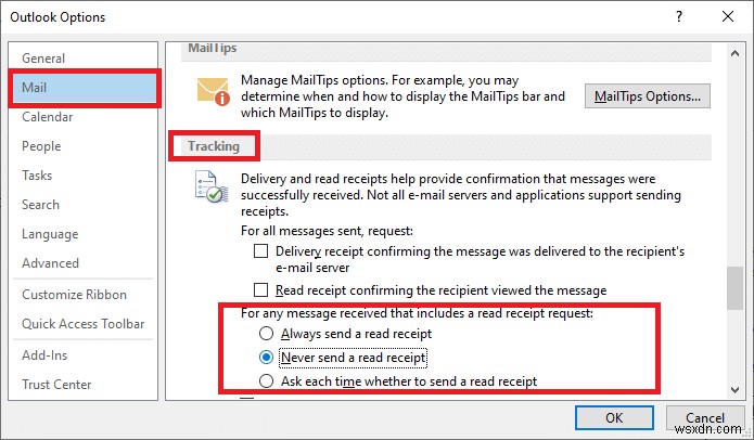 आउटलुक ईमेल पठन रसीद को कैसे बंद करें