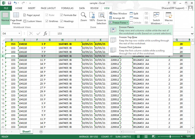 Excel में पंक्तियों और स्तंभों को फ़्रीज़ कैसे करें