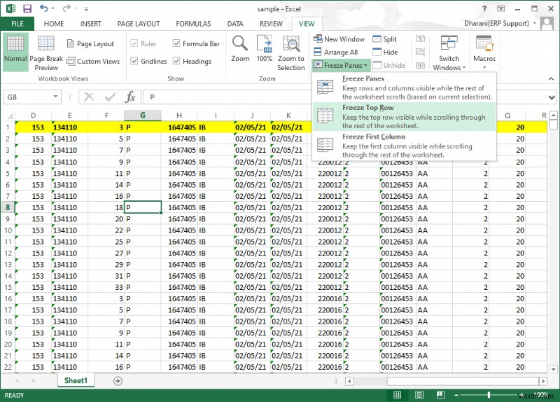 Excel में पंक्तियों और स्तंभों को फ़्रीज़ कैसे करें