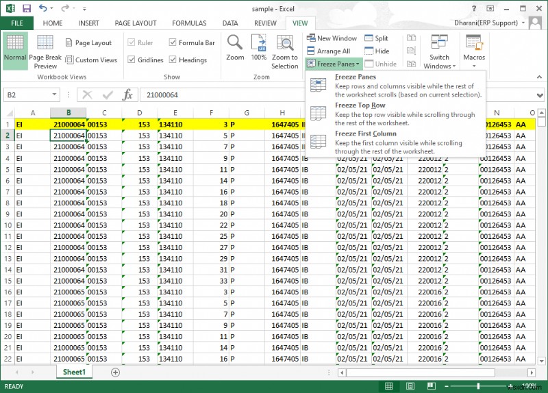 Excel में पंक्तियों और स्तंभों को फ़्रीज़ कैसे करें