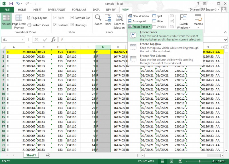 Excel में पंक्तियों और स्तंभों को फ़्रीज़ कैसे करें