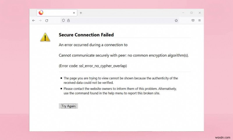 Windows 10 में Firefox SSL_ERROR_NO_CYPHER_OVERLAP ठीक करें 