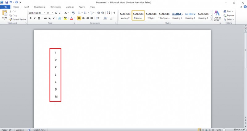 वर्ड में रोमन नंबर कैसे लिखें