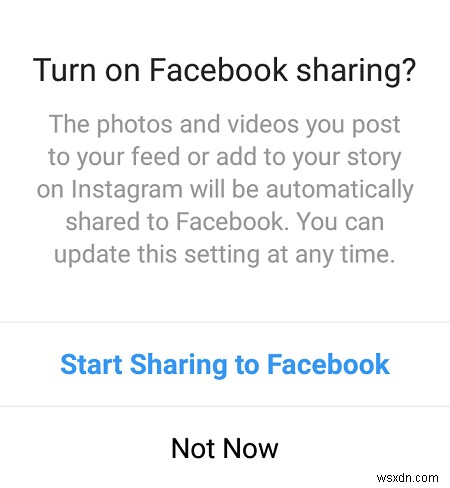 इंस्टाग्राम से फेसबुक पर तस्वीरें साझा करने में असमर्थ को ठीक करें