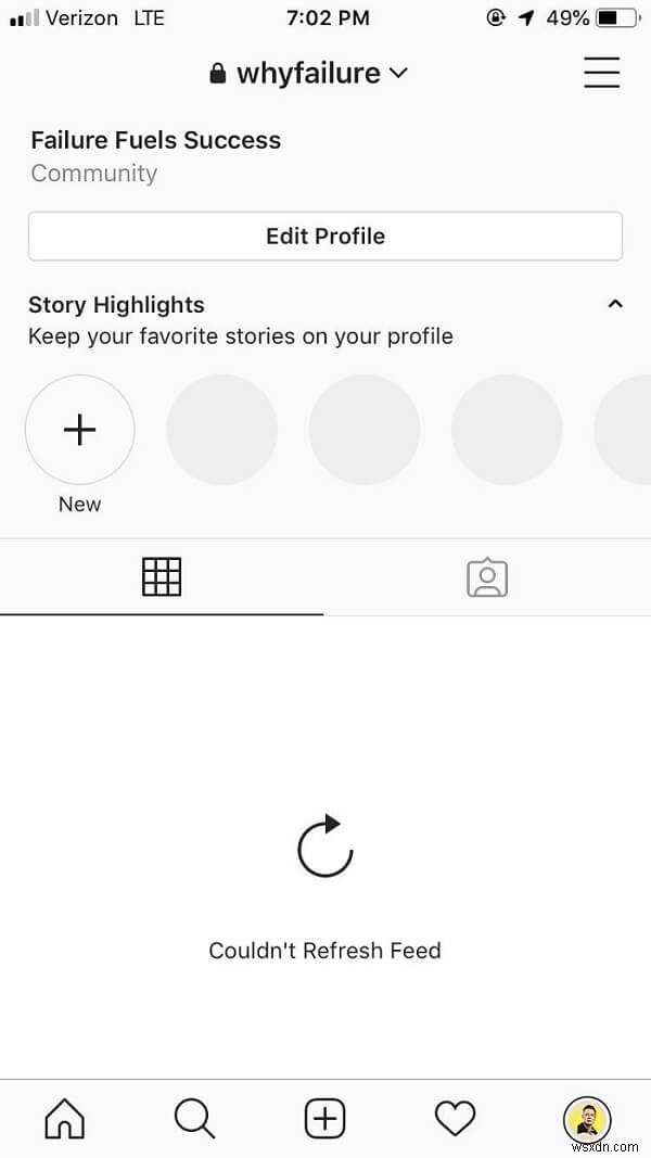 Instagram को ठीक करें फ़ीड रीफ़्रेश नहीं कर सका Android पर त्रुटि