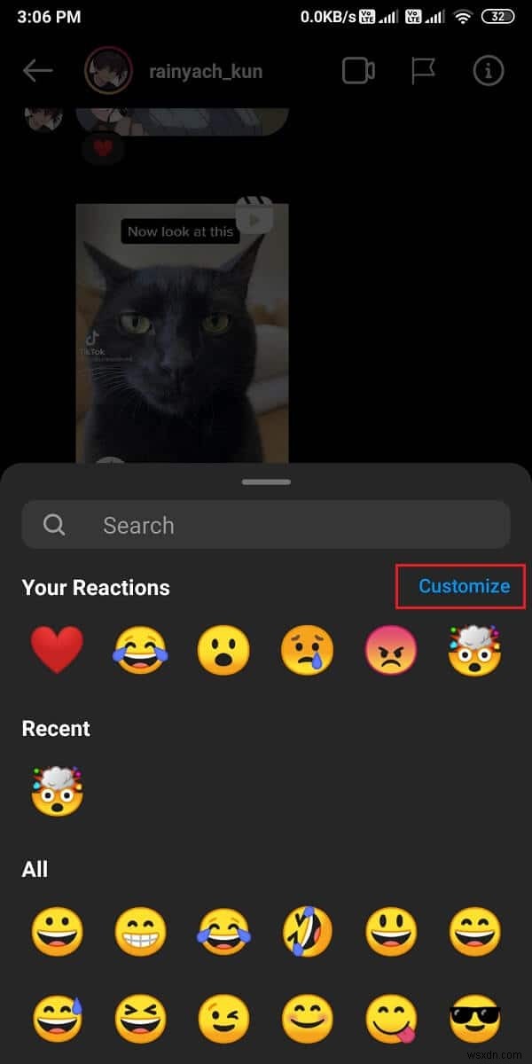 कस्टम इमोजी के साथ Instagram संदेशों पर प्रतिक्रिया कैसे करें