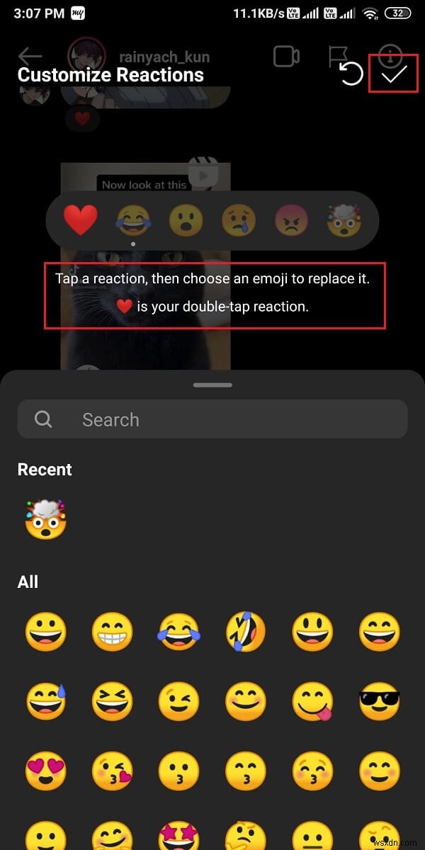 कस्टम इमोजी के साथ Instagram संदेशों पर प्रतिक्रिया कैसे करें
