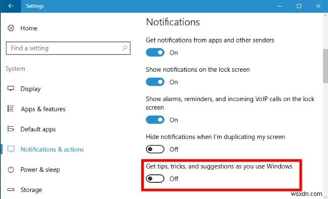 विंडोज 10 में टिप्स, ट्रिक्स और सुझाव कैसे बंद करें