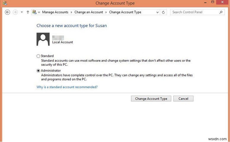 Windows 8.1 और 8 में उपयोगकर्ता खाता प्रकार कैसे बदलें