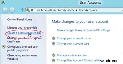 Windows 8 पासवर्ड रीसेट डिस्क या USB बनाएं और उसका उपयोग करें