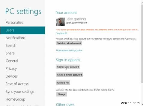 Windows 8 में अपना लॉगऑन पासवर्ड कैसे बदलें