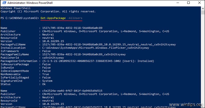 Windows 10, 8.1, 8 में PowerShell से सभी इंस्टॉल किए गए ऐप्स और पैकेज कैसे देखें।