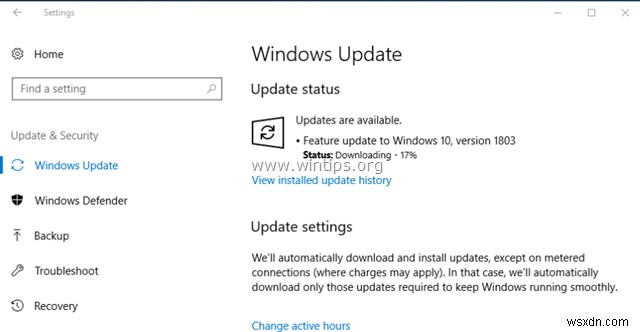 FIX:Windows 10 Update 1803 इंस्टाल होने में विफल (समाधान)