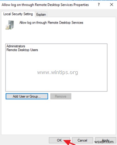 FIX:दूरस्थ रूप से साइन इन करने के लिए, आपको दूरस्थ डेस्कटॉप सेवाओं के माध्यम से साइन इन करने का अधिकार चाहिए - सर्वर 2016 (समाधान) 