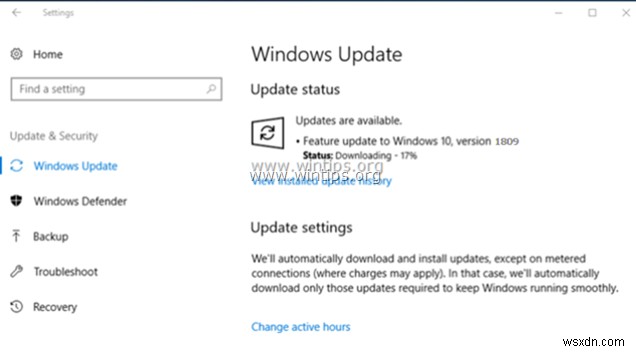 FIX:Windows 10 Update 1809 इंस्टाल होने में विफल (समाधान)