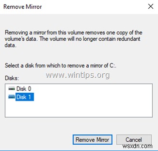 Windows 7/8/10 OS पर हार्ड ड्राइव मिरर को कैसे निकालें या तोड़ें
